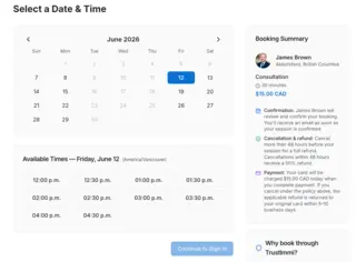 Booking step 2 – pick a date and time